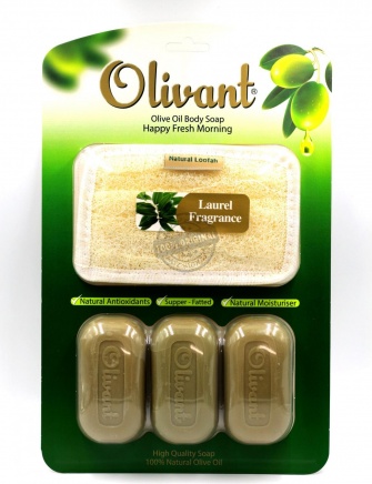 Набор чистого оливкового мыла Levant с натуральной мочалкой люфой - magicbazaar.ru